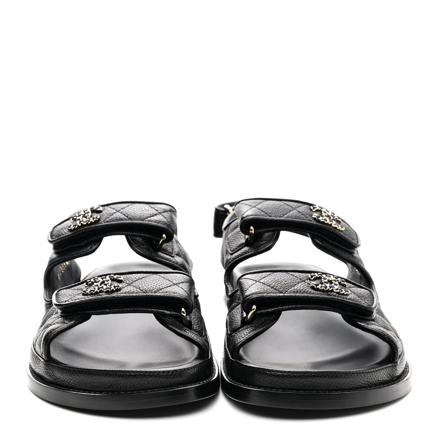 Chanel Grained Calfskin Velcro Dad Sandals 40 Black 2 of 9