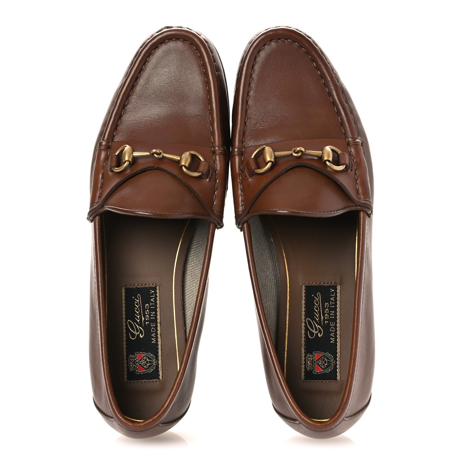 Gucci Betis Glamour Calfskin Womens 1953 Horsebit Loafers 35.5 Brown Sugar 2 of 12