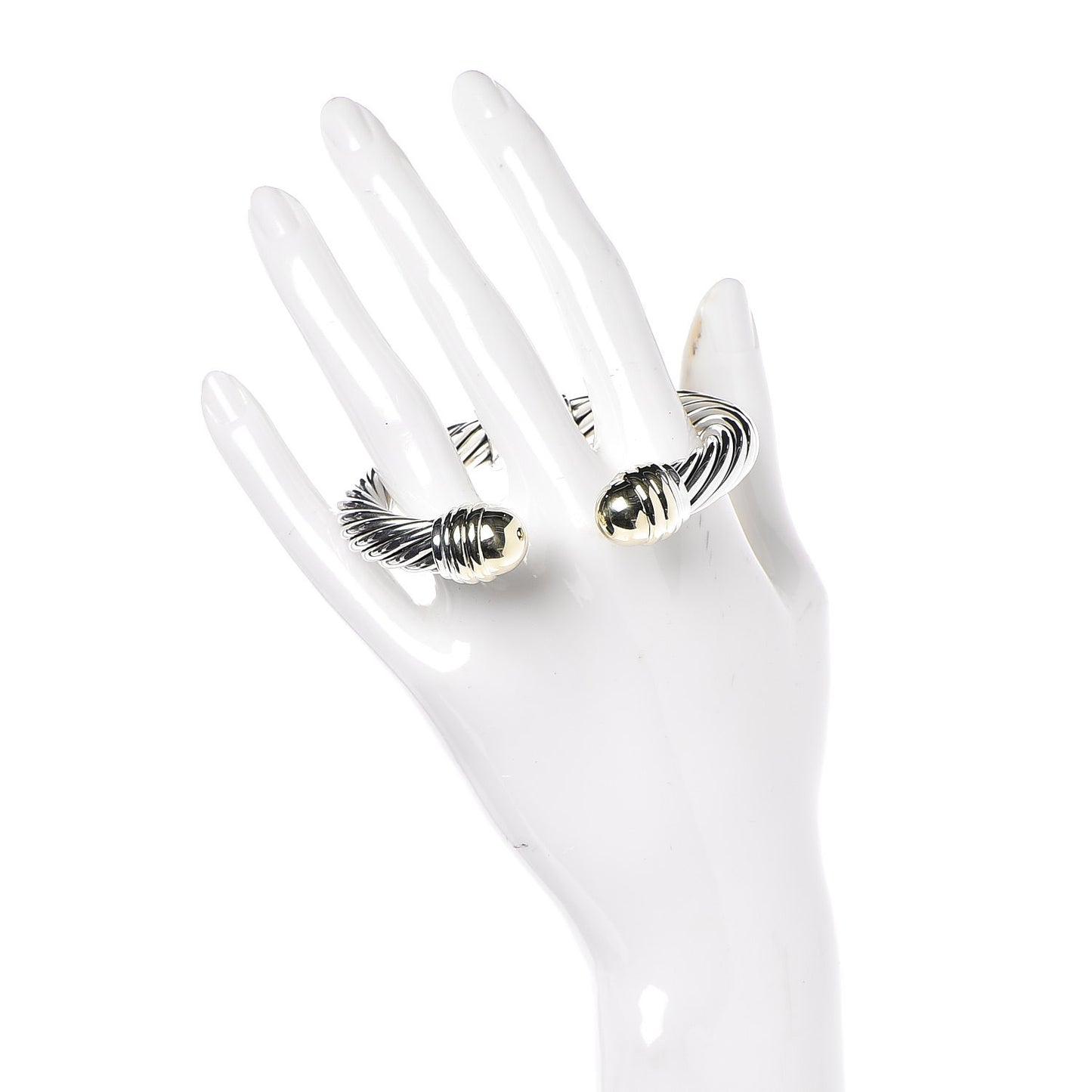 Sterling Silver 14K Yellow Gold 10mm Cable Classics Bracelet