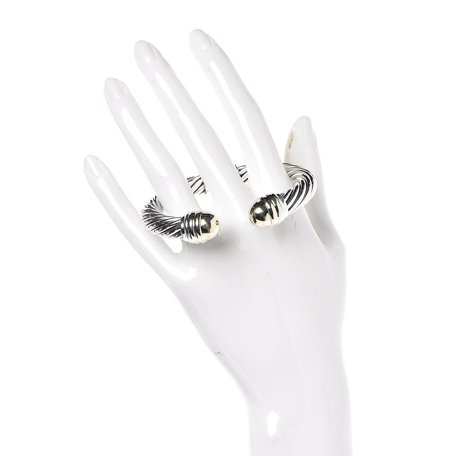 David Yurman Sterling Silver 14K Yellow Gold 10mm Cable Classics Bracelet 2 of 4