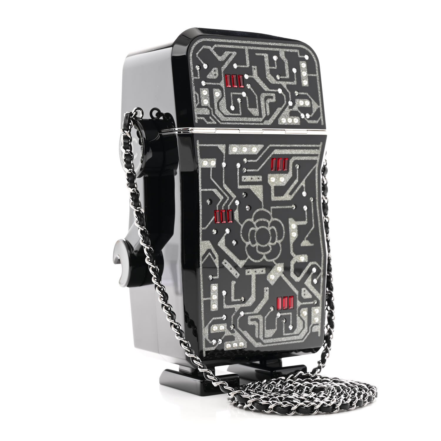 Chanel Plexiglass Crystal Robot Minaudiere Clutch Black 1795948