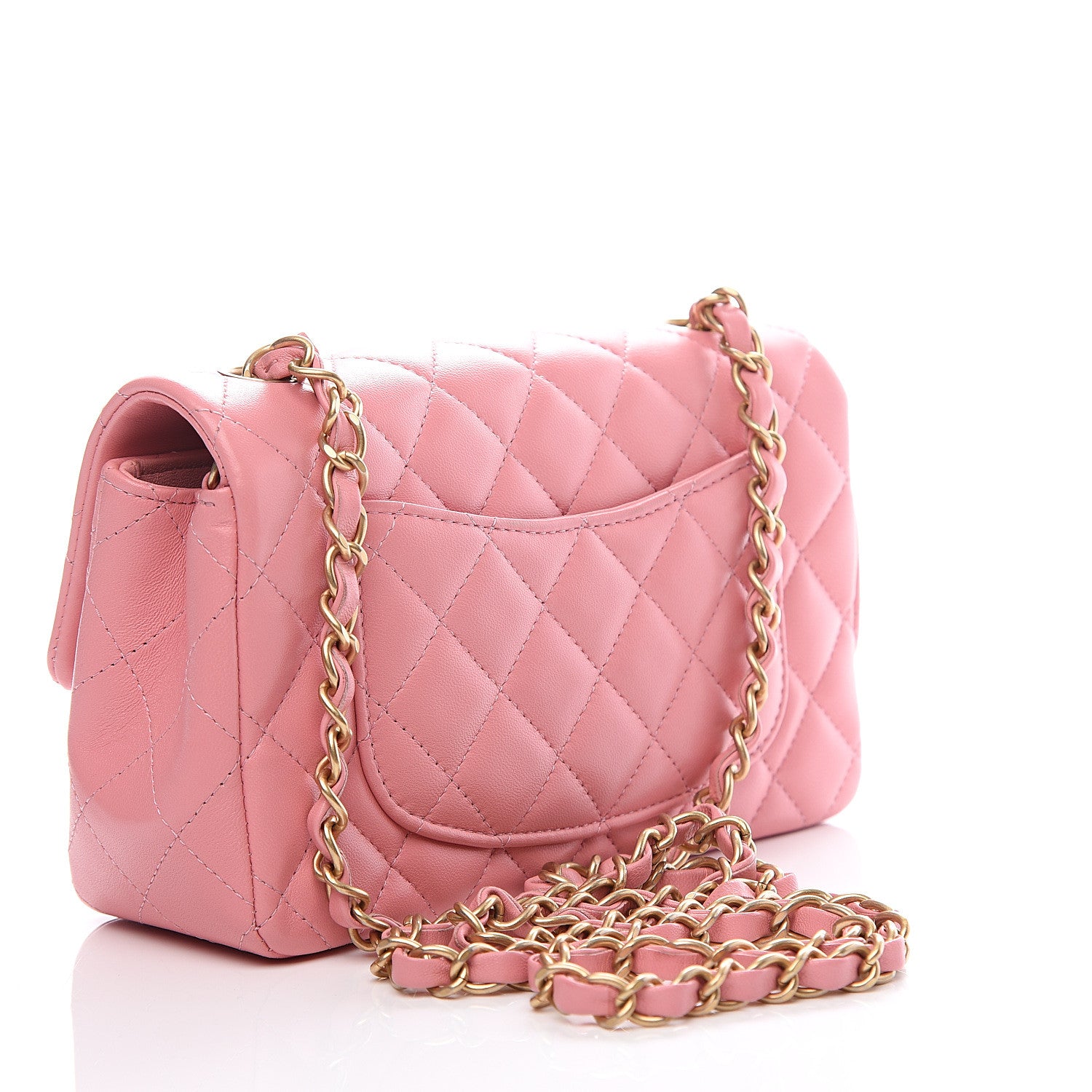 Chanel Lambskin Quilted Mini Rectangular Flap Pink 2 of 14