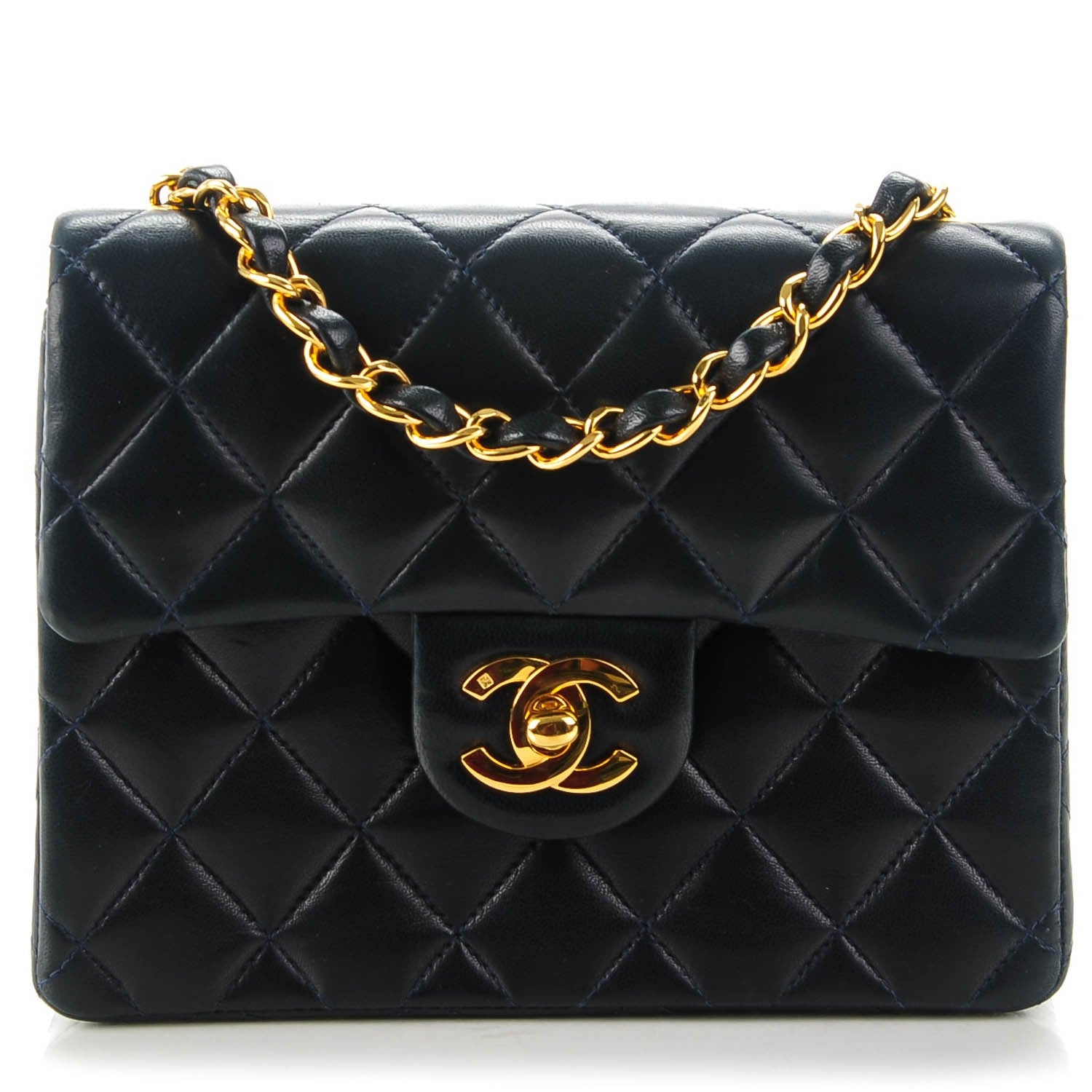 Chanel Lambskin Quilted Mini Square Flap Navy 1 of 9
