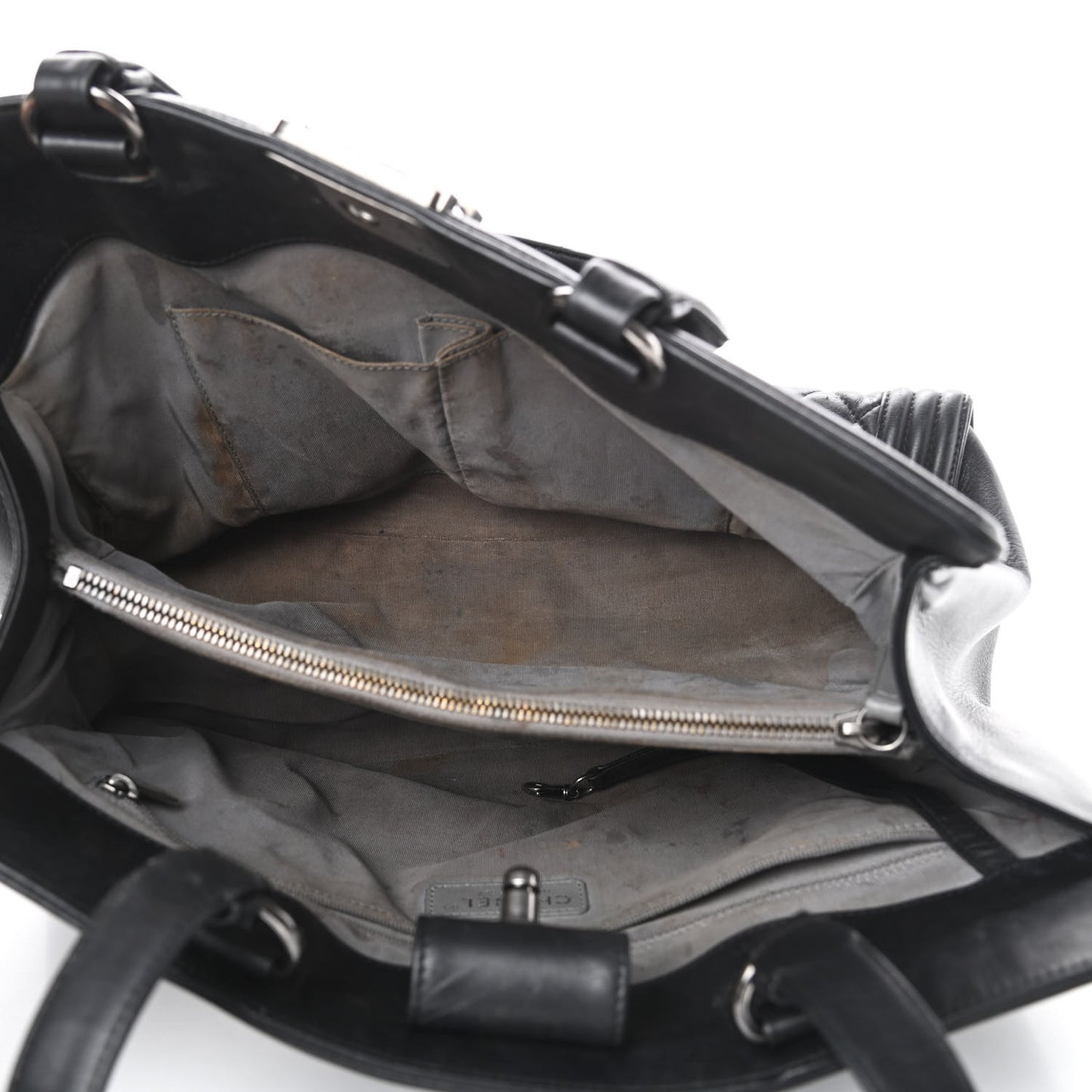 Lambskin Quilted Boy Shopping Tote Black