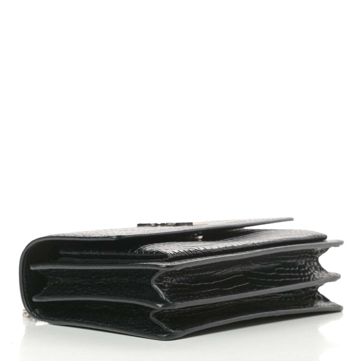 Calfskin Crocodile Embossed Medium Monogram Sunset Black