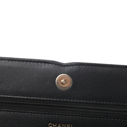 Chanel Caviar Quilted CC Filigree Wallet On Chain WOC Black 12 of 13