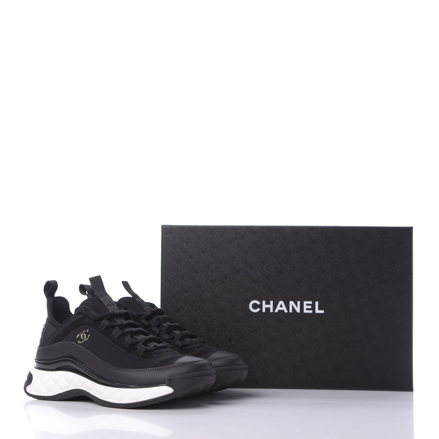 Chanel Velvet Calfskin Mixed Fibers CC Sneakers 37 Black 11 of 11