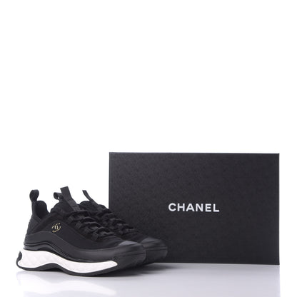 Chanel Velvet Calfskin Mixed Fibers CC Sneakers 37 Black 11 of 11