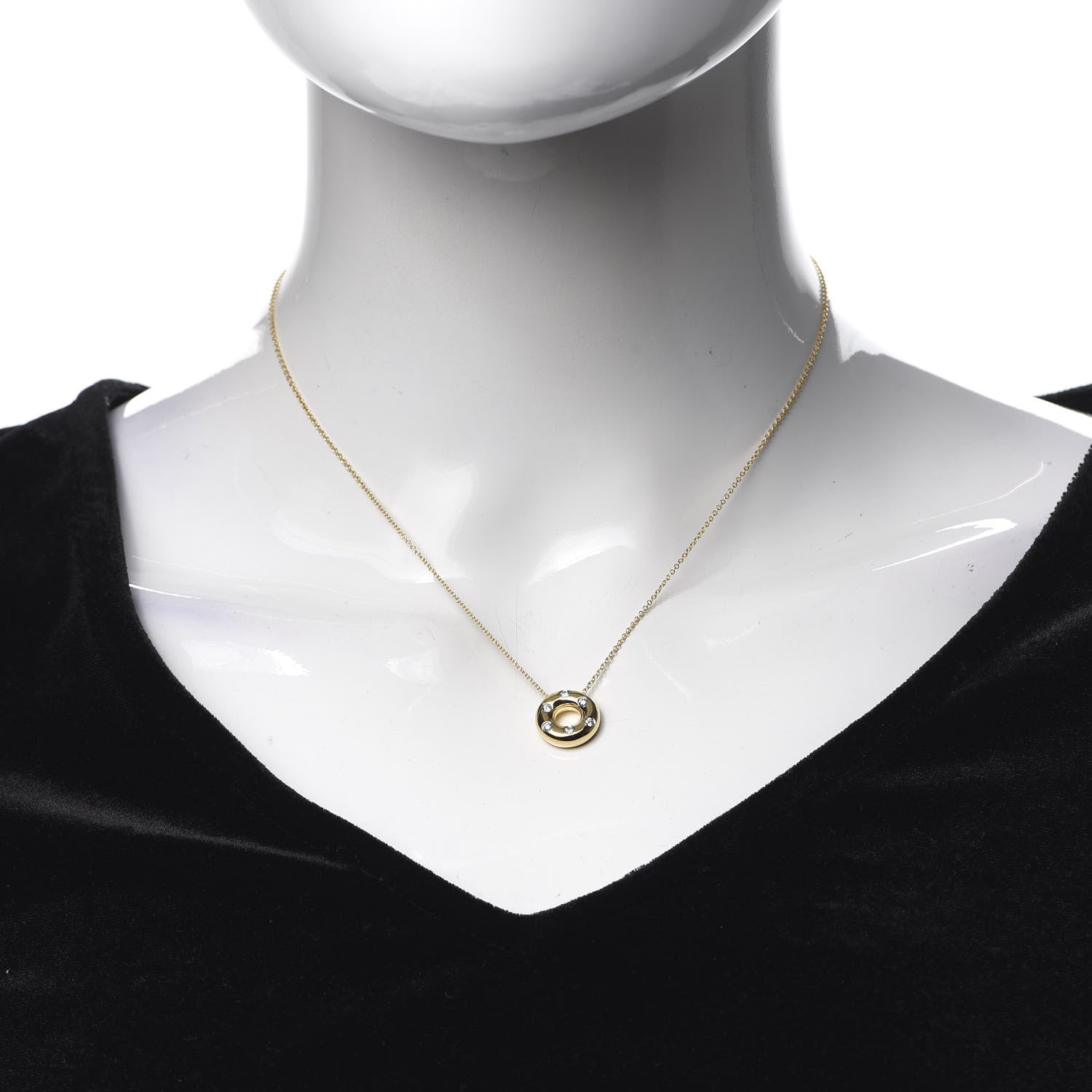 Tiffany 18K Yellow Gold Platinum Diamond .15ct Etoile Circle Pendant Necklace 2 of 6