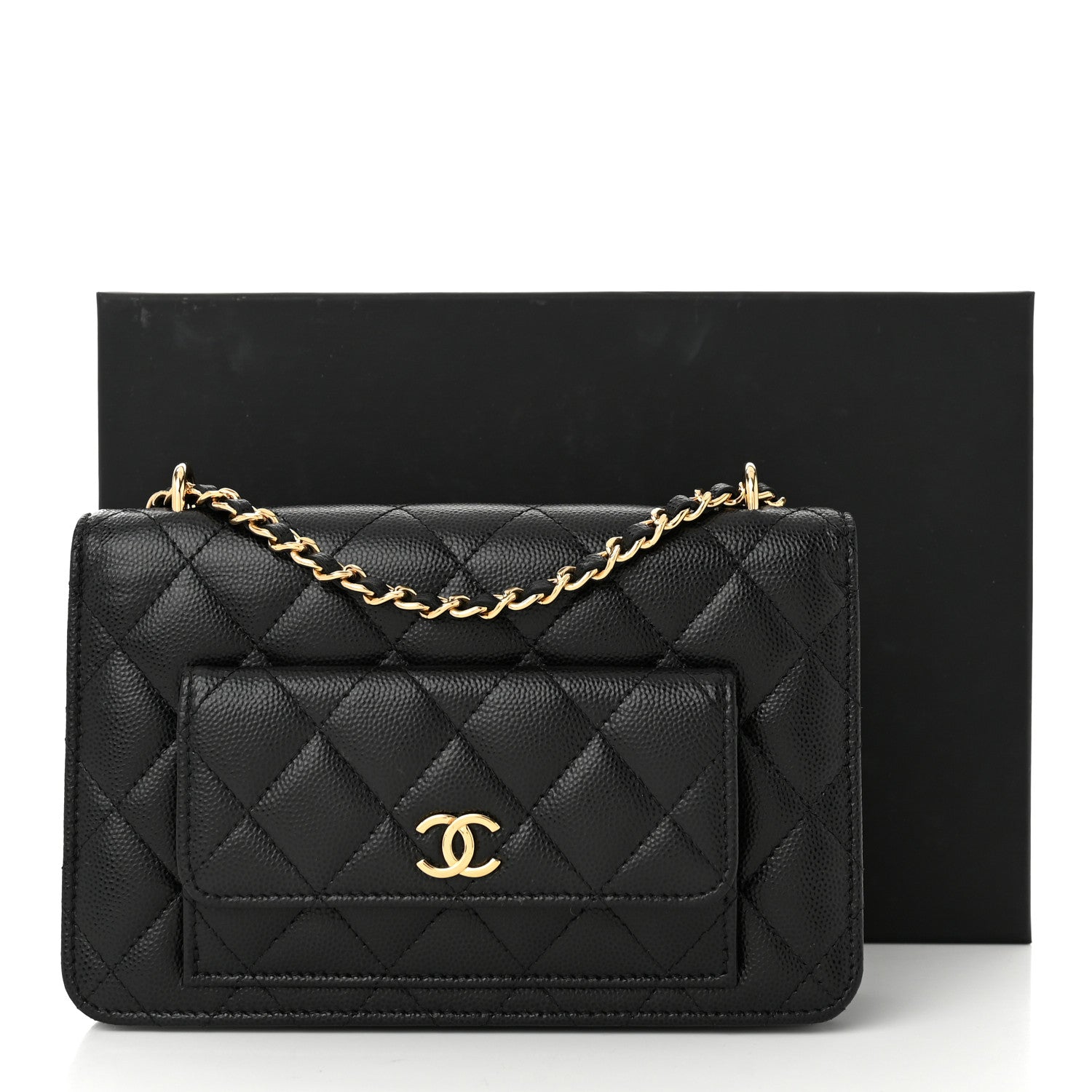 Chanel Caviar Quilted Pocket Clutch With Chain WOC Black 13 of 13