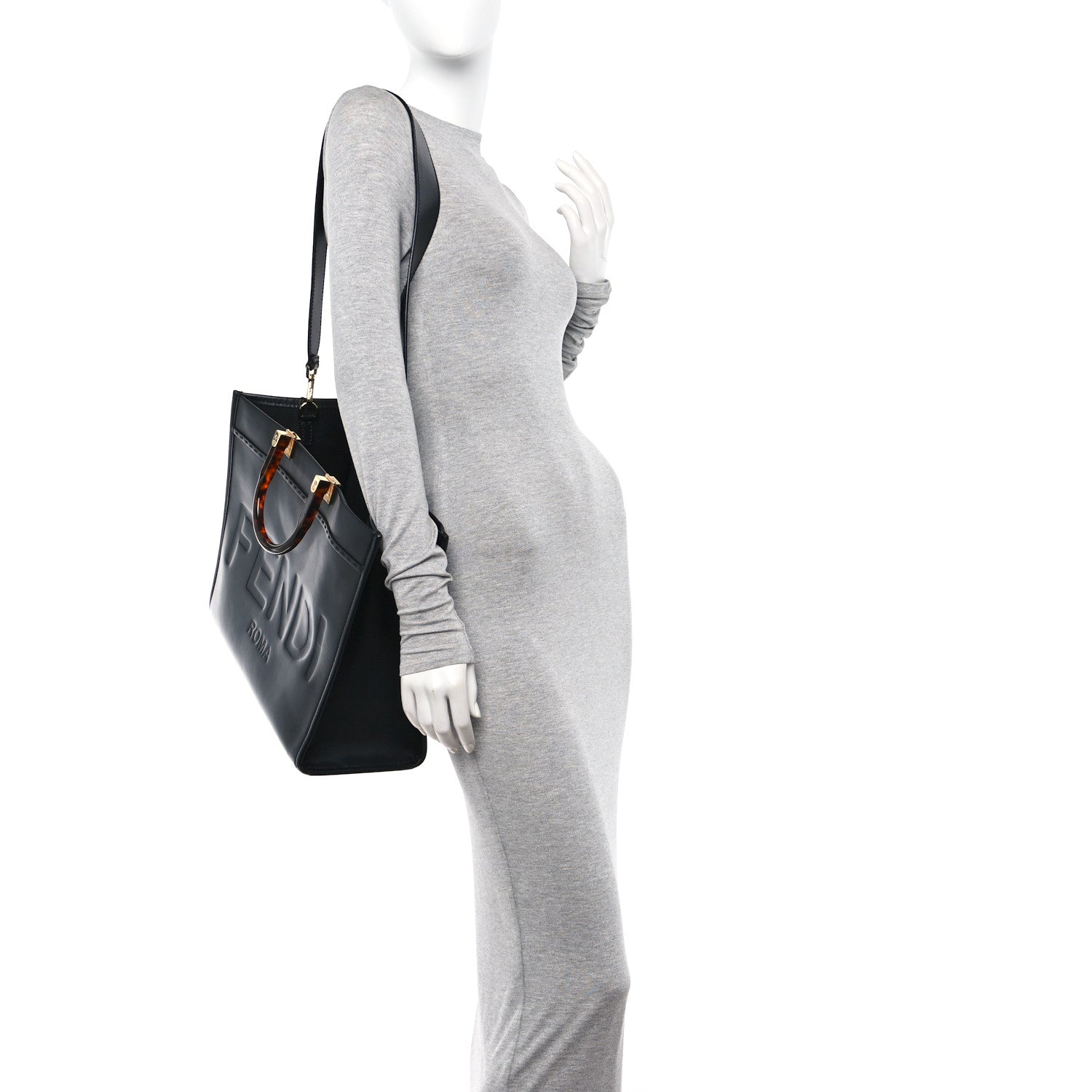 Fendi Vitello King Plexiglass Medium Fendi Sunshine Shopper Tote Black 2 of 10