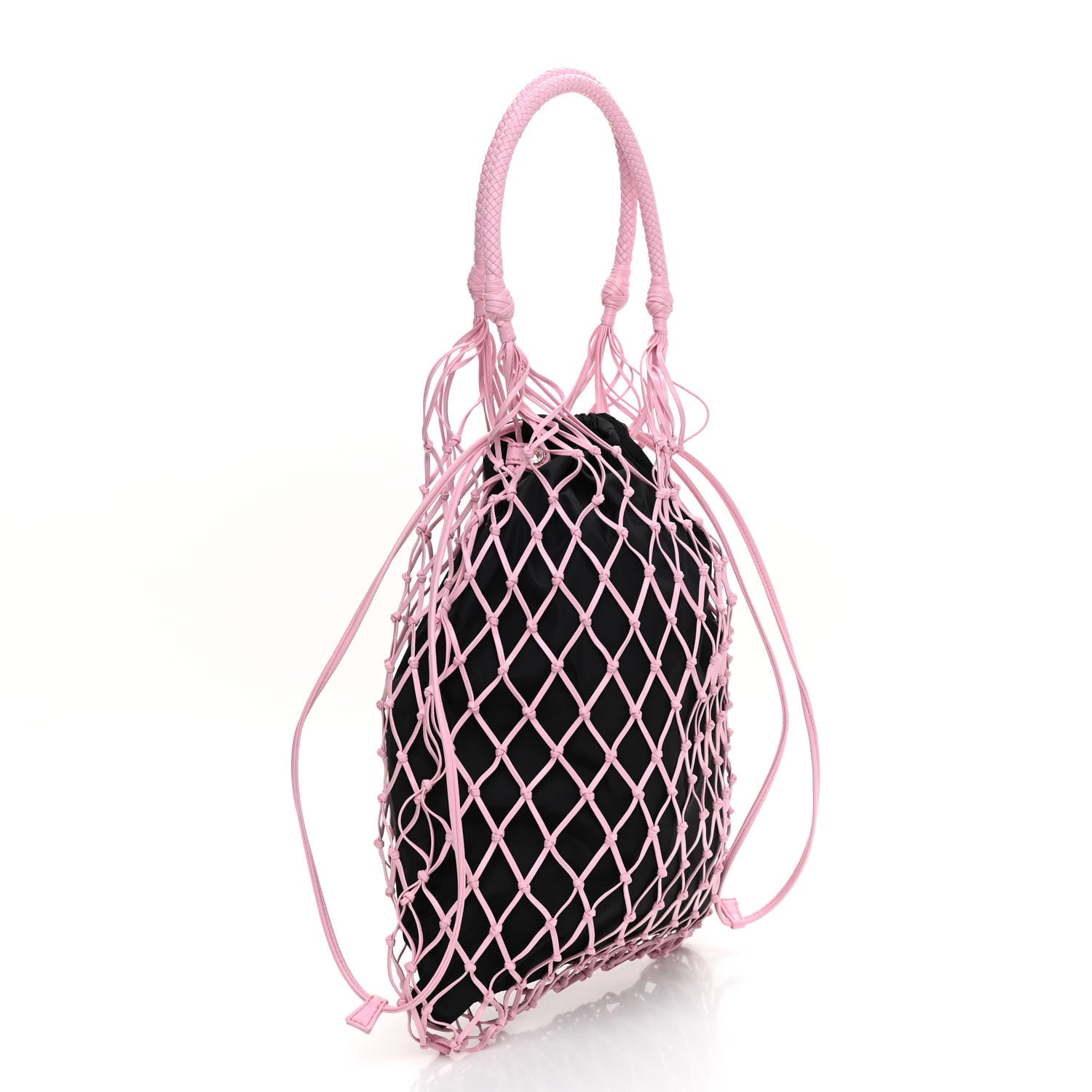 Prada Tessuto Nylon Net Tote Black Pink 3 of 9