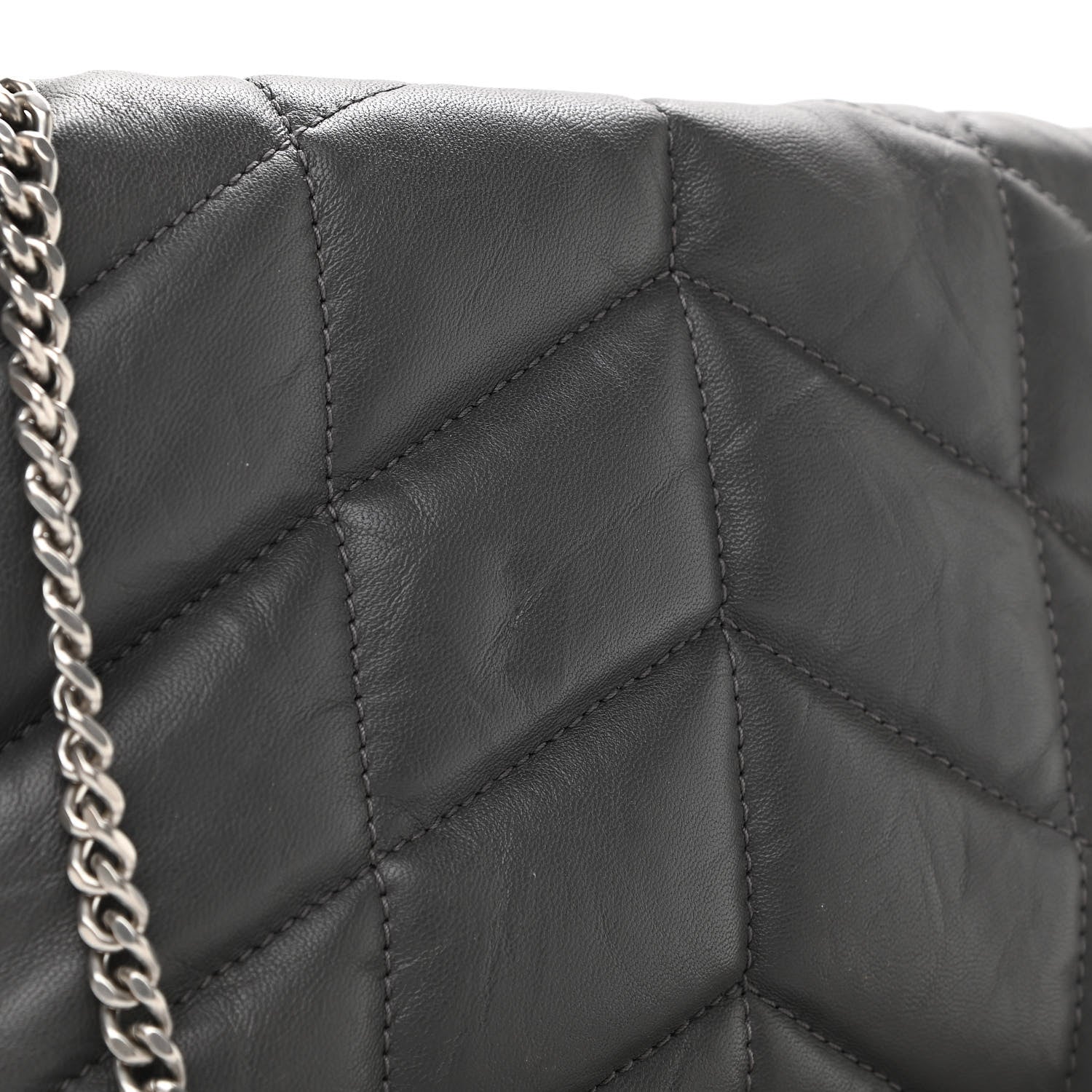 Saint Laurent Lambskin Quilted Toy Loulou Puffer Monogram Chain Satchel Storm 19 of 21