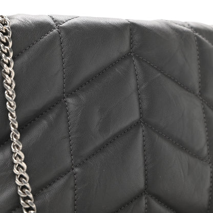 Saint Laurent Lambskin Quilted Toy Loulou Puffer Monogram Chain Satchel Storm 19 of 21