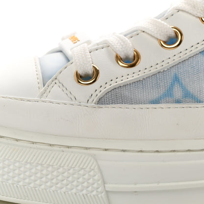 Louis Vuitton Technical Fabric Calfskin Monogram Printed Stellar Sneaker Boots 35.5 Blue 10 of 12