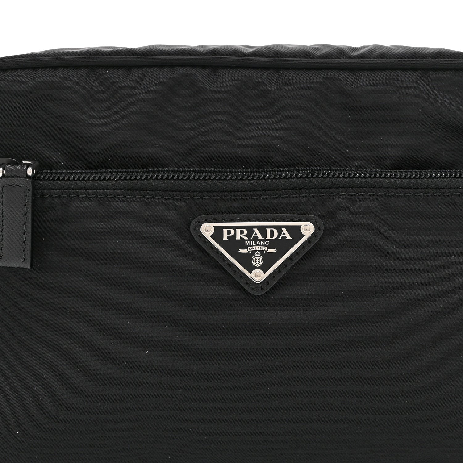 Prada Re-Nylon Vela Saffiano Pocket Double Zip Shoulder Bag Black 8 of 10