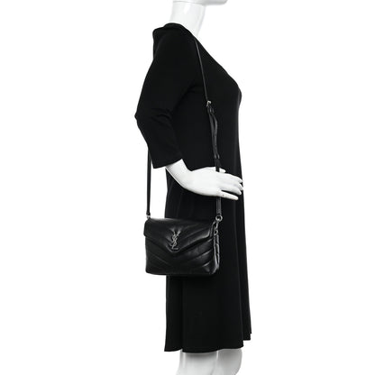Saint Laurent Calfskin Y Quilted Monogram Toy Loulou Crossbody Bag Black 2 of 12