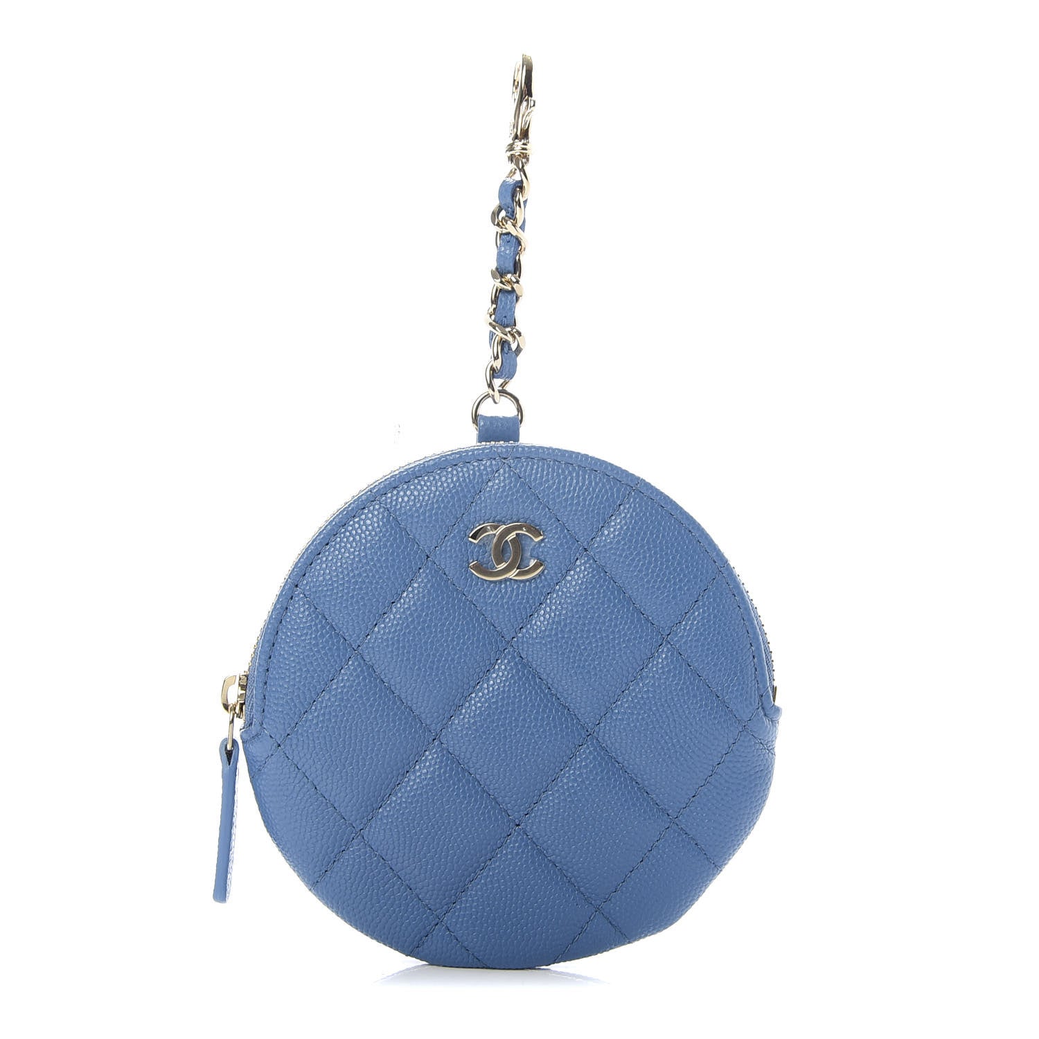 Chanel Caviar Quilted Zip Around Classic Coin Purse Light Blue 1 of 8