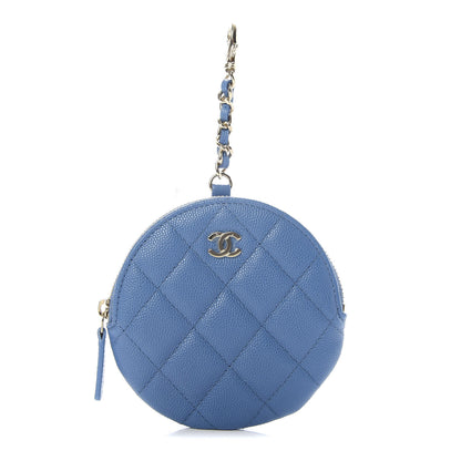 Chanel Caviar Quilted Zip Around Classic Coin Purse Light Blue 1 of 8