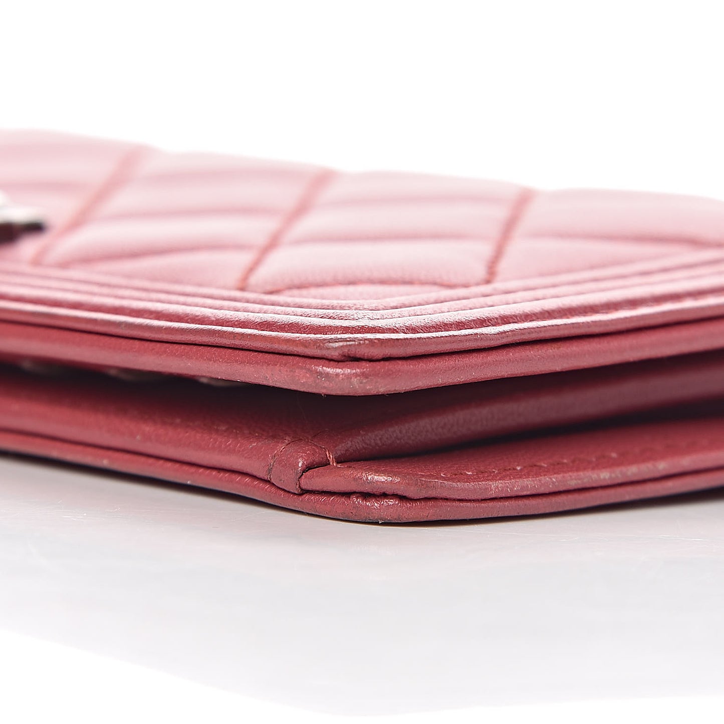 Lambskin Quilted Boy Yen Wallet Pink