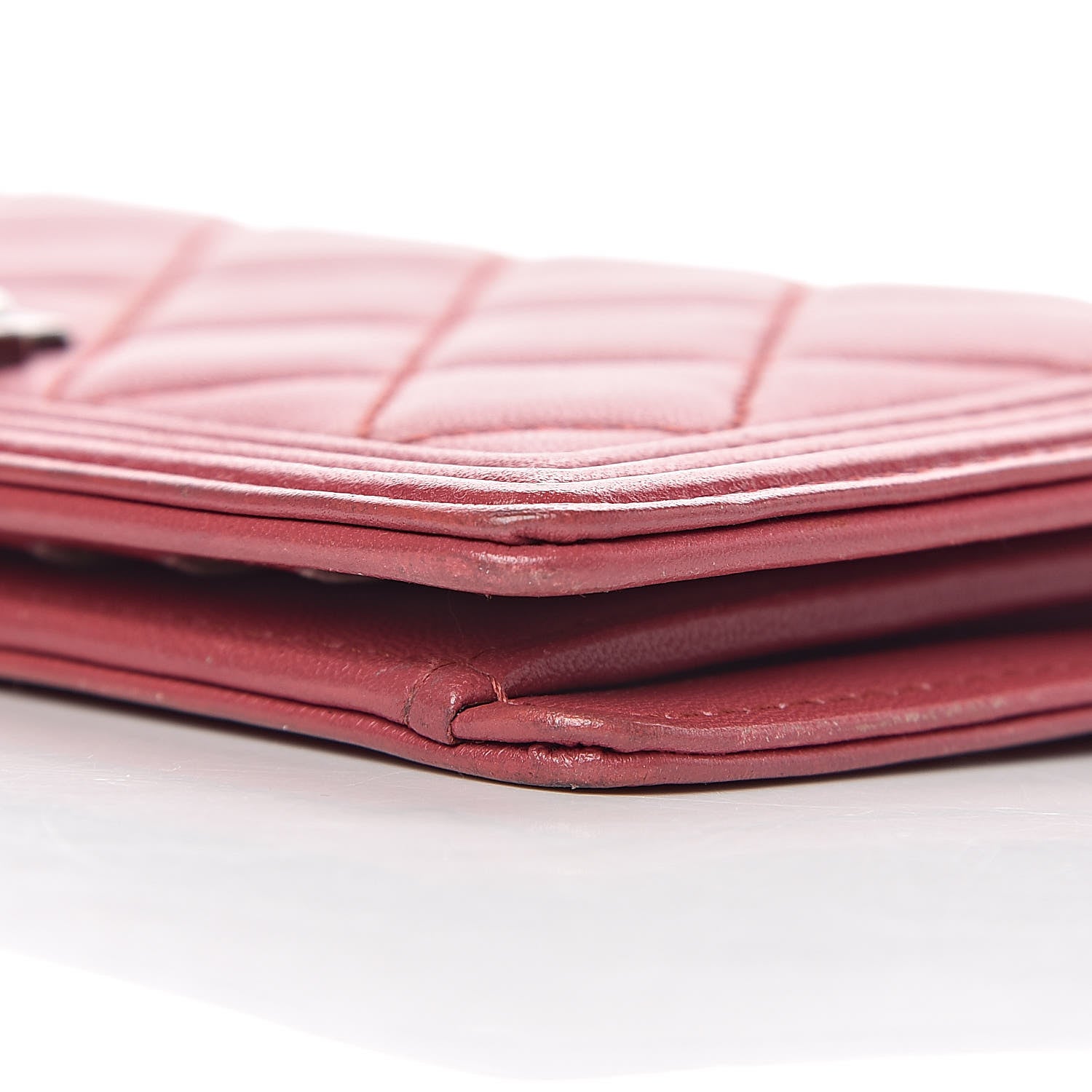 Chanel Lambskin Quilted Boy Yen Wallet Pink 8 of 14