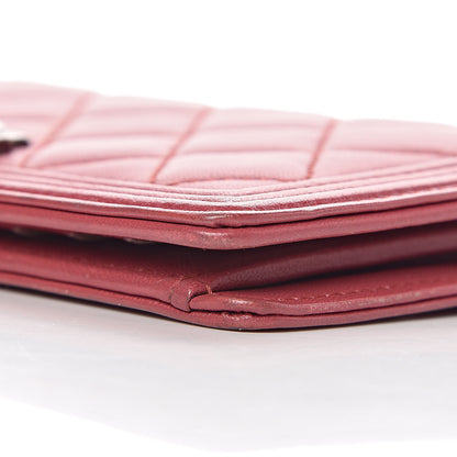 Chanel Lambskin Quilted Boy Yen Wallet Pink 8 of 14