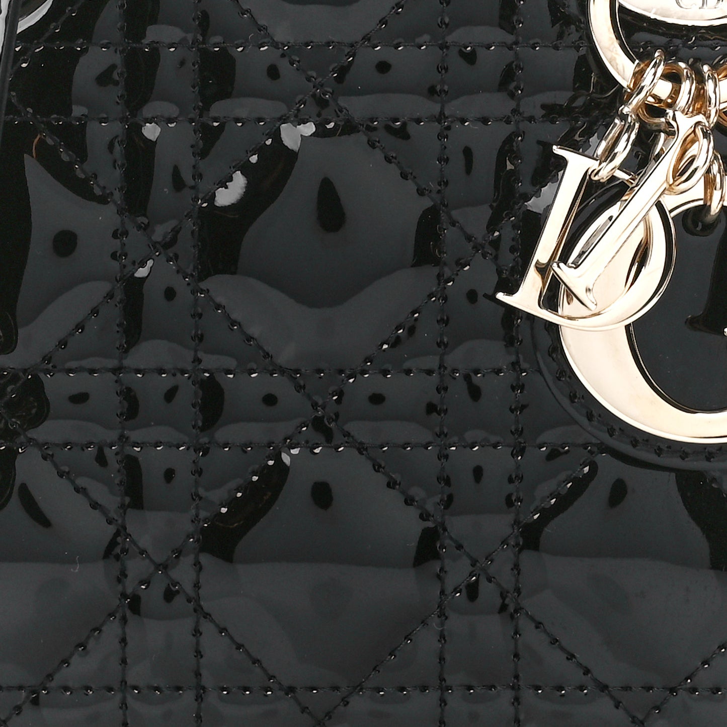 Patent Cannage Mini Lady Dior Black