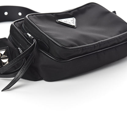 Prada Tessuto Nylon Calfskin Studded Belt Bag Black 7 of 8