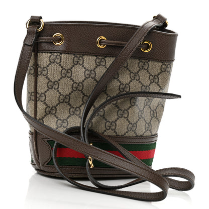 Gucci GG Supreme Monogram Web Mini Ophidia Bucket Bag Brown 3 of 11