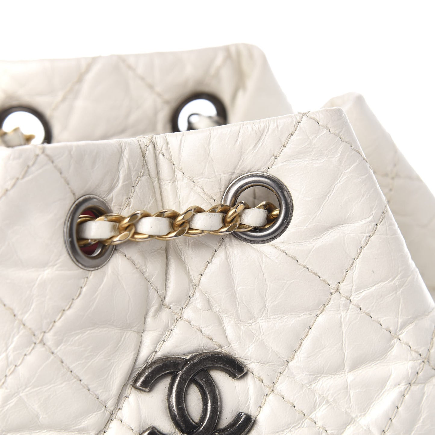 Aged Calfskin Quilted Small Gabrielle Backpack Black White
