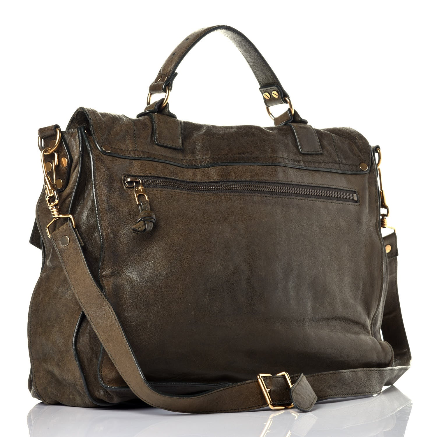 Proenza Schouler Lambskin PS1 Medium Satchel Military 3 of 8