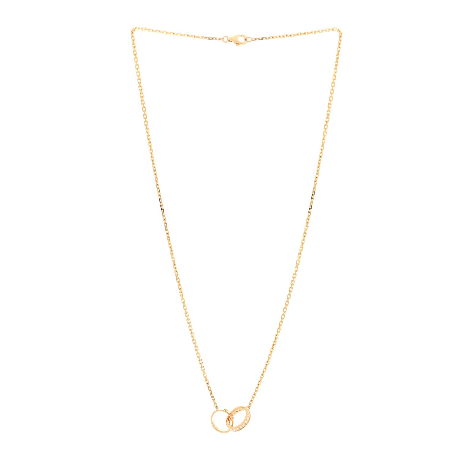 Cartier 18K Yellow Gold Diamond Interlocking LOVE Necklace 3 of 6