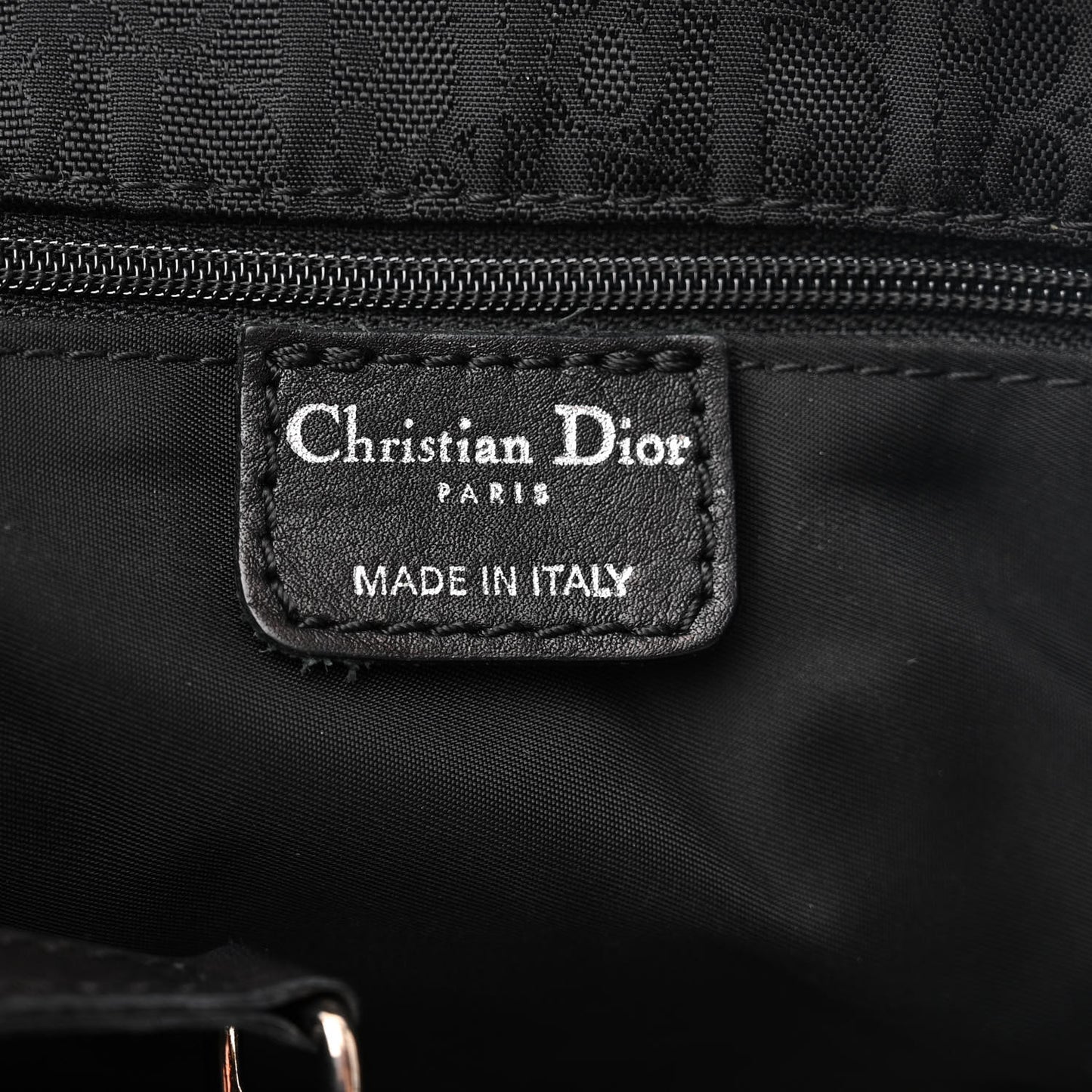 CHRISTIAN DIOR Nylon Monogram Medium Lovely Tote Black