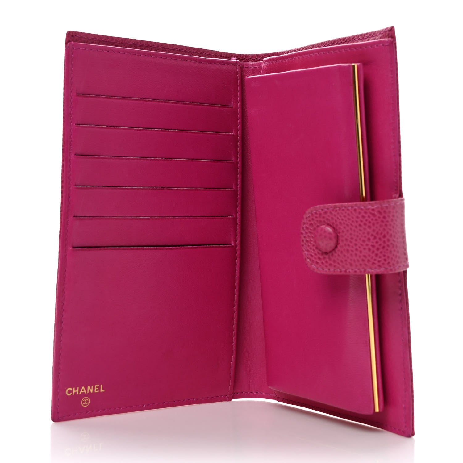 Chanel Caviar Timeless CC French Wallet Dark Pink 5 of 8