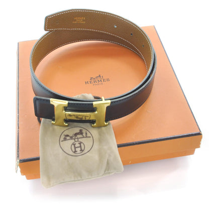 Hermes Box Epsom Leather Reversible H Belt 65 Noir Gold 6 of 6