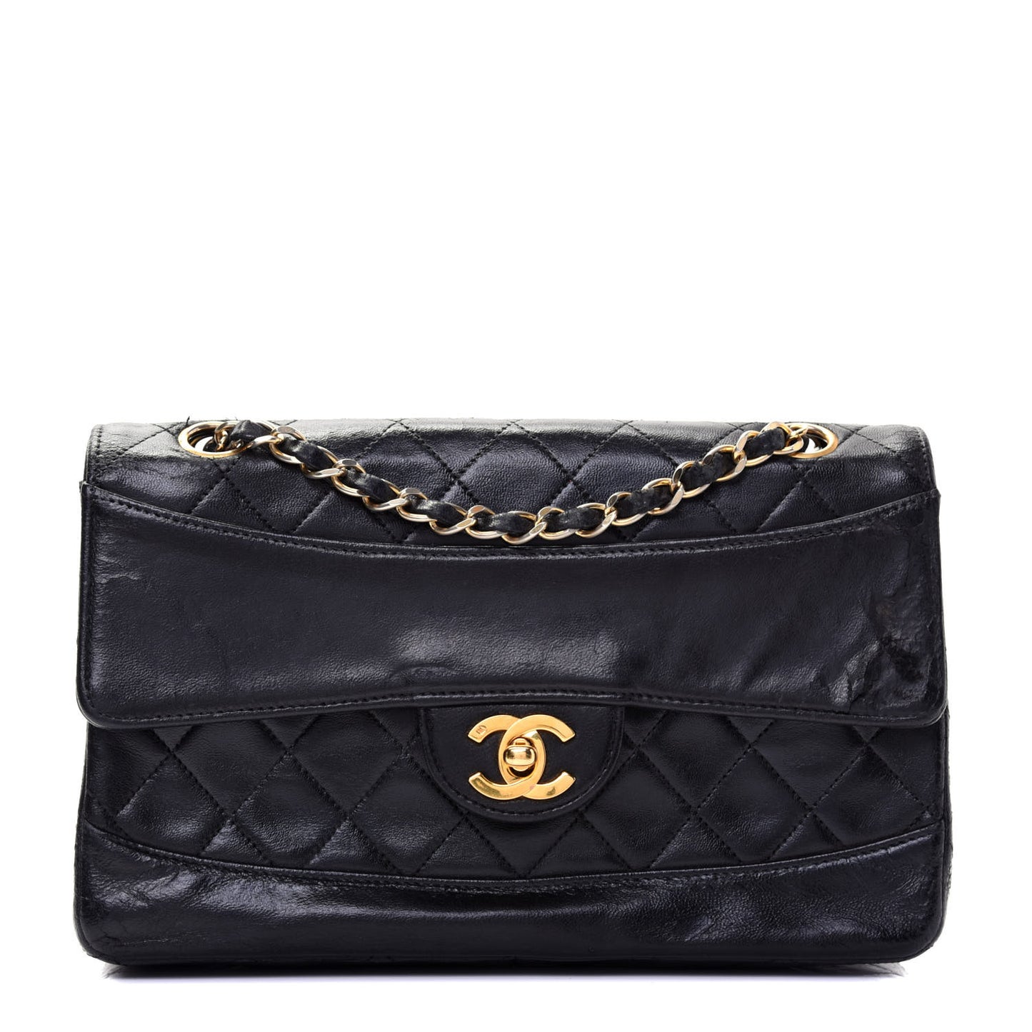 Lambskin Quilted Medium Single Flap Black