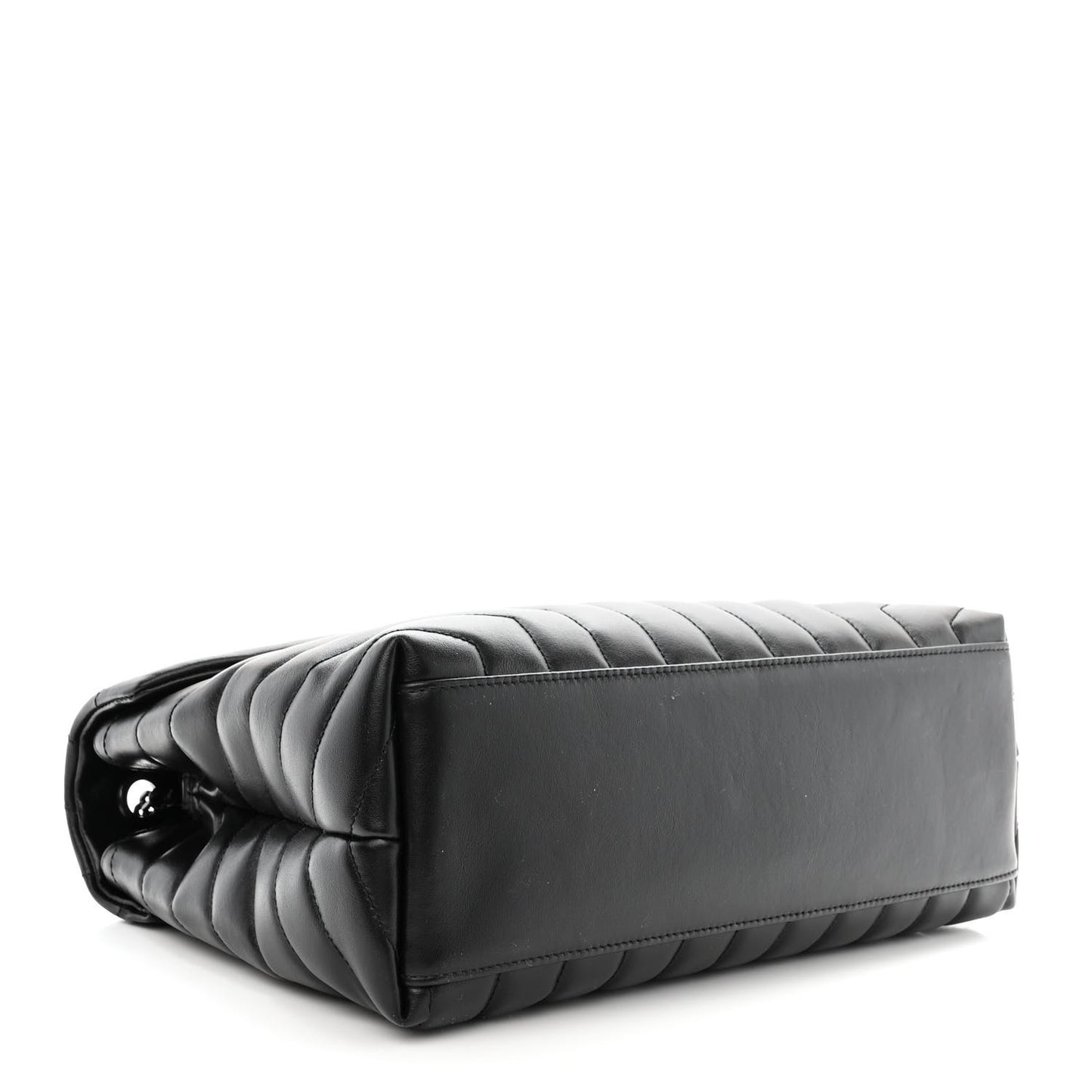 Calfskin Y Quilted Monogram Monochrome Medium Loulou Chain Satchel Black
