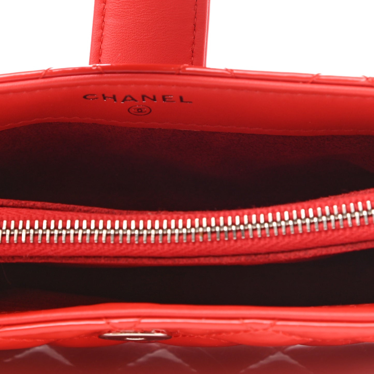 Patent Quilted Mini Phone Holder Clutch Red