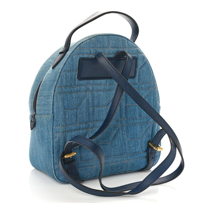 Gucci Kura Denim Matelasse Cubic Pearl Studded GG Marmont Dome Backpack Blue 3 of 10