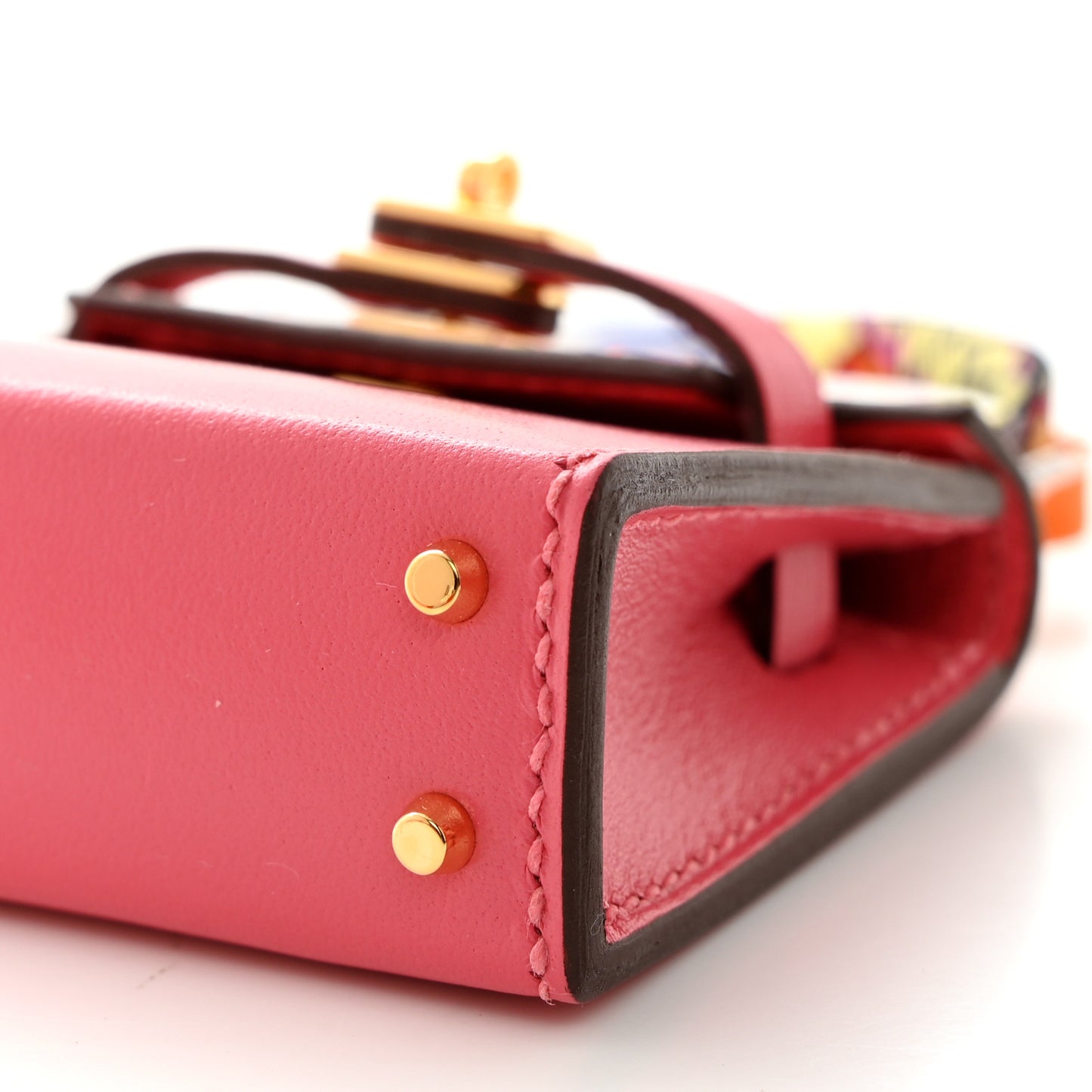 Tadelakt Mini Kelly Twilly Bag Charm Rose Lipstick