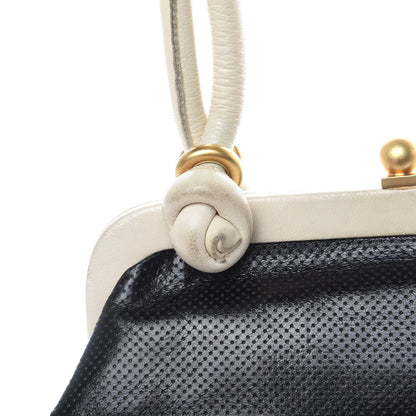 Chanel Perforated Lambskin Kiss Lock Black White 13 of 22