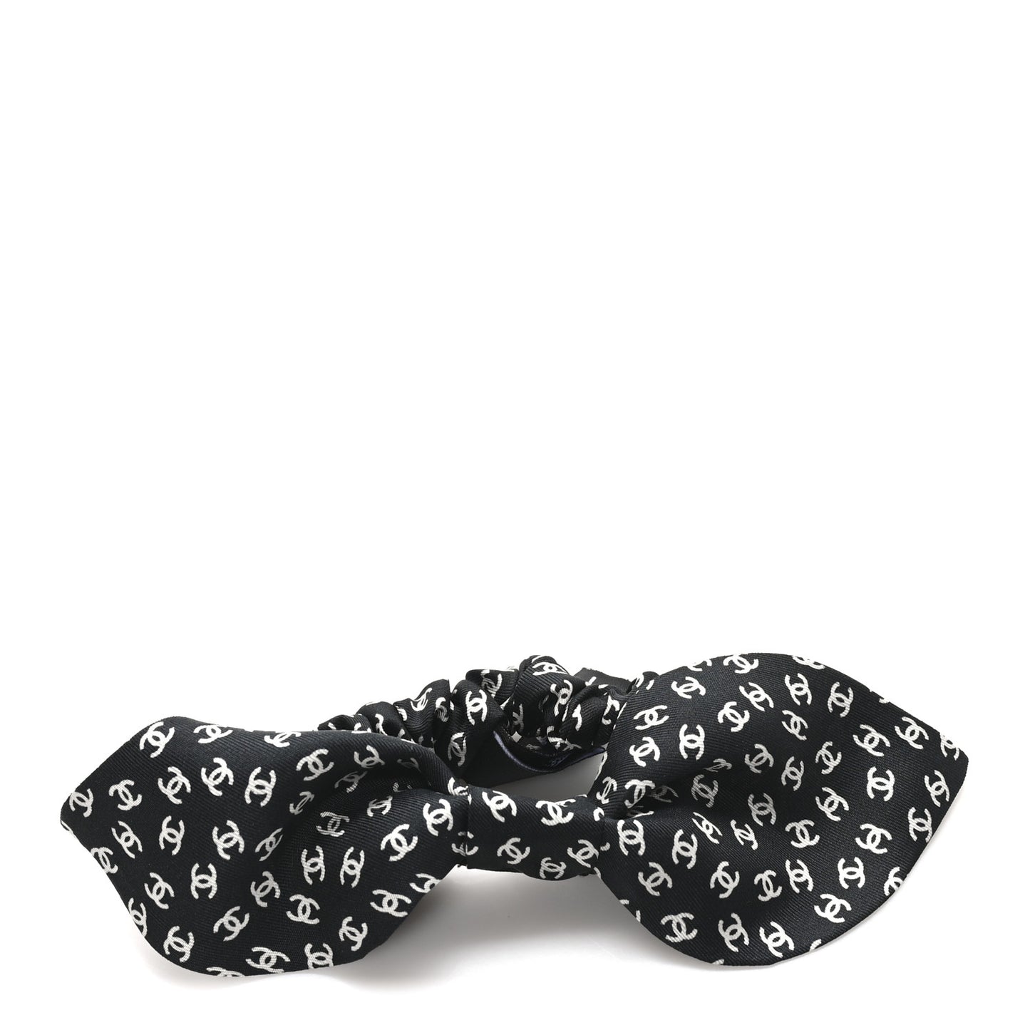 Silk Twill CC Scarf Hair Tie Black White