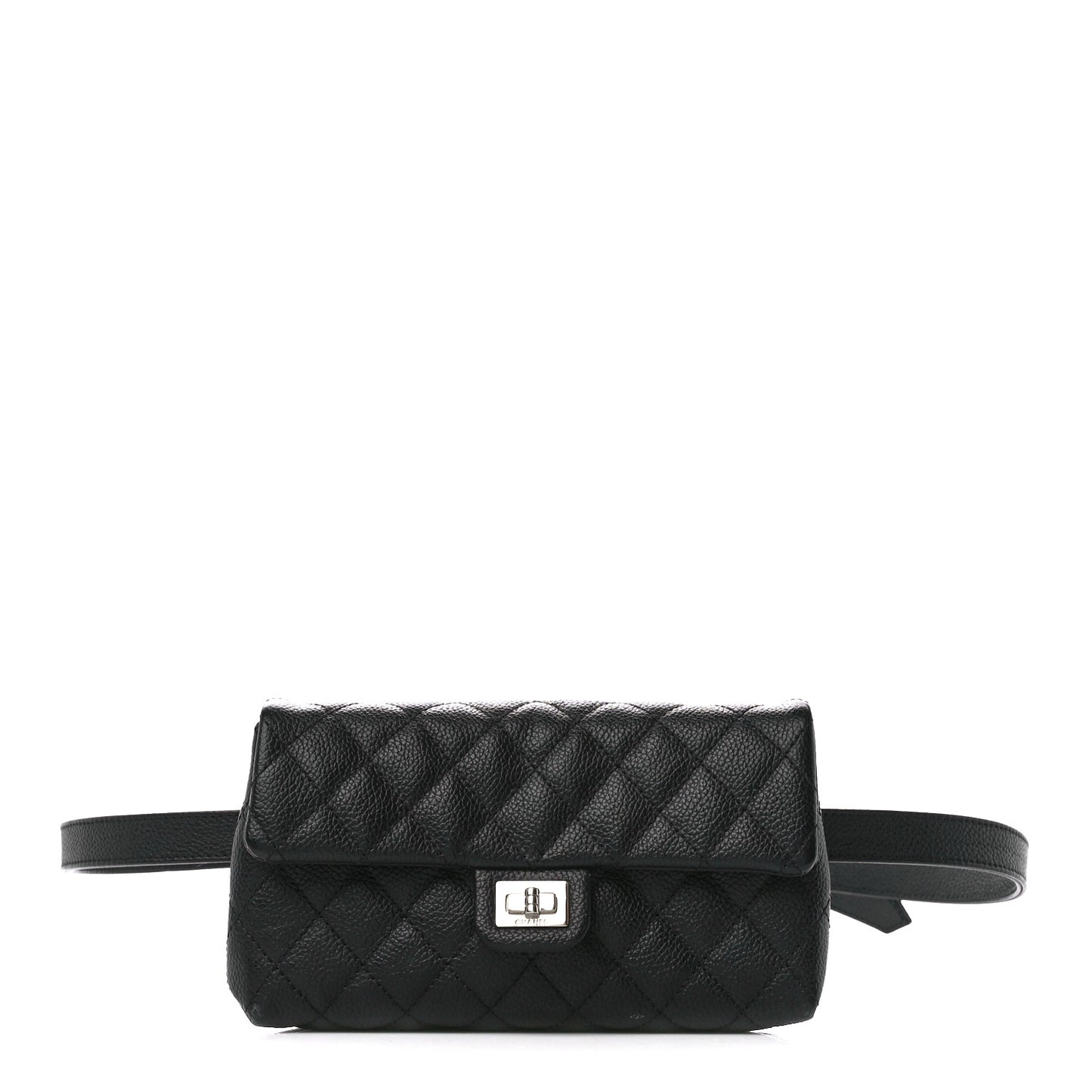 Grained Calfskin Quilted 2.55 Reissue Flap Belt Bag Clutch Black