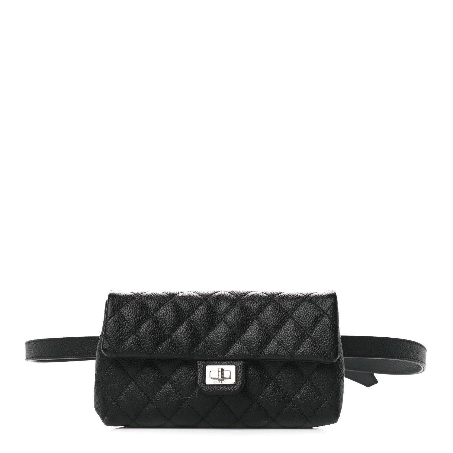 Chanel Grained Calfskin Quilted 2.55 Reissue Flap Belt Bag Clutch Black 1 of 12