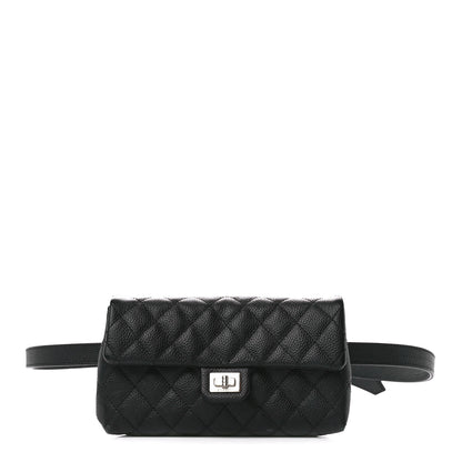 Chanel Grained Calfskin Quilted 2.55 Reissue Flap Belt Bag Clutch Black 1 of 12
