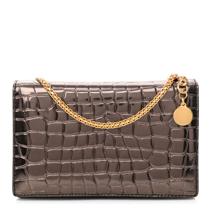 Stella McCartney Metallic Embossed Crocodile Effect Crossbody Clutch Bronze 1 of 8