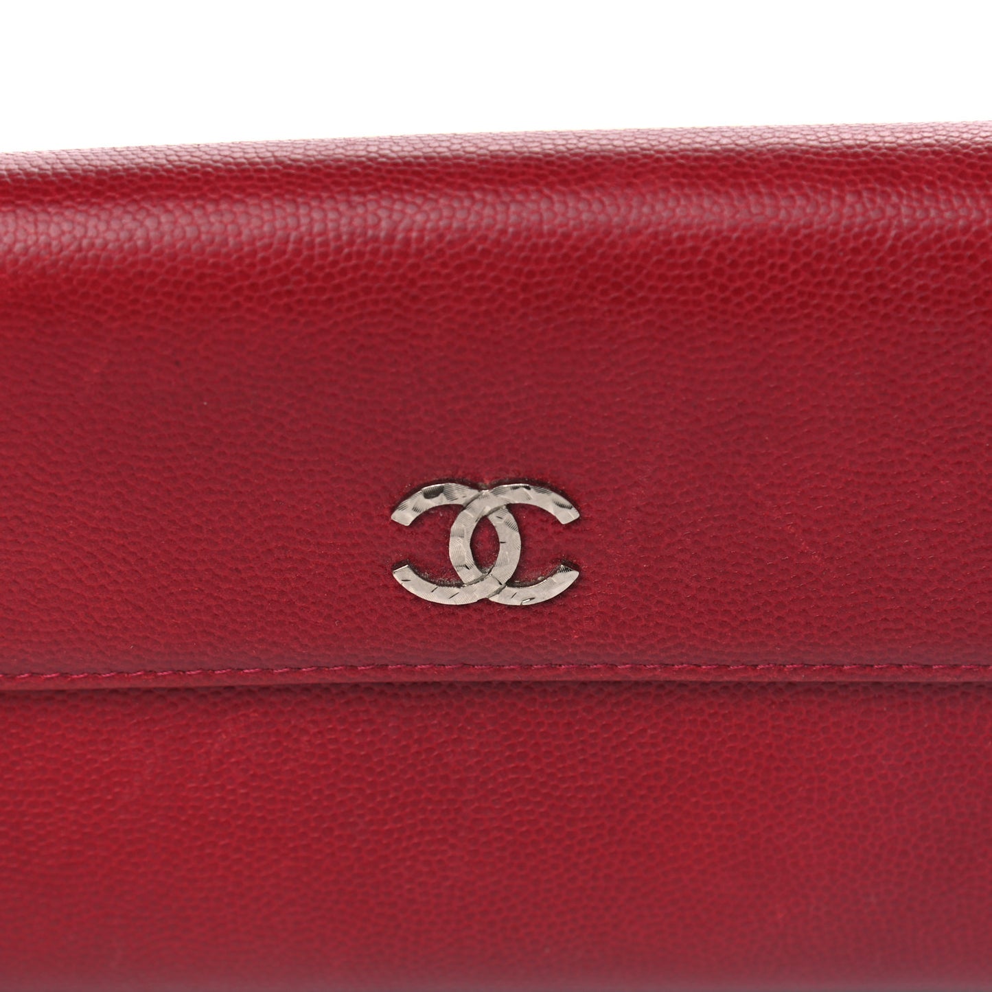 Caviar Sevruga CC Large Gusset Flap Wallet Red