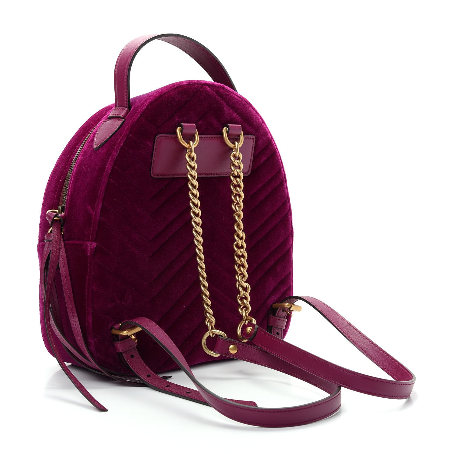 Gucci Velvet Matelasse GG Marmont Dome Backpack Fuchsia Violet Cyclamen 2 of 8