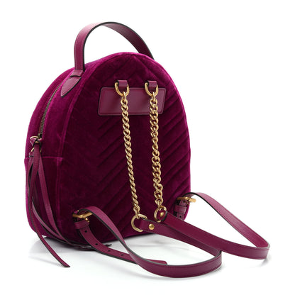 Gucci Velvet Matelasse GG Marmont Dome Backpack Fuchsia Violet Cyclamen 2 of 8