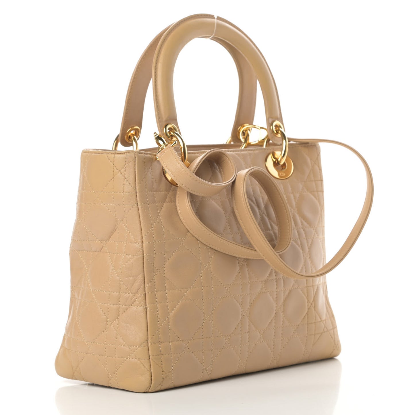 Lambskin Cannage Medium Lady Dior Beige